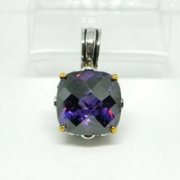 Vintage Jewelry - Purple Faceted Glass Large Rhinestone Dual Tone